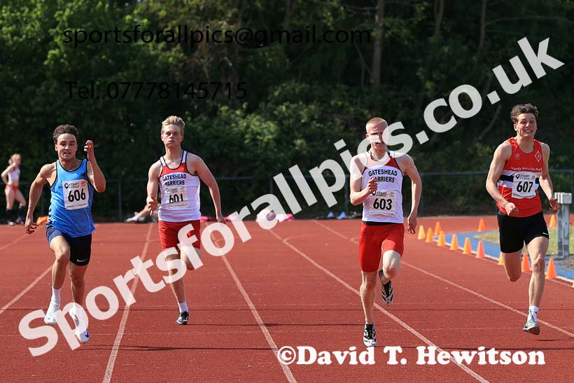 Mens under-20s 200 metres, 2025 North Eastern Track and Field Champs., Shildon, County Durham. Photo: David T. Hewitson/Sports for All Pics